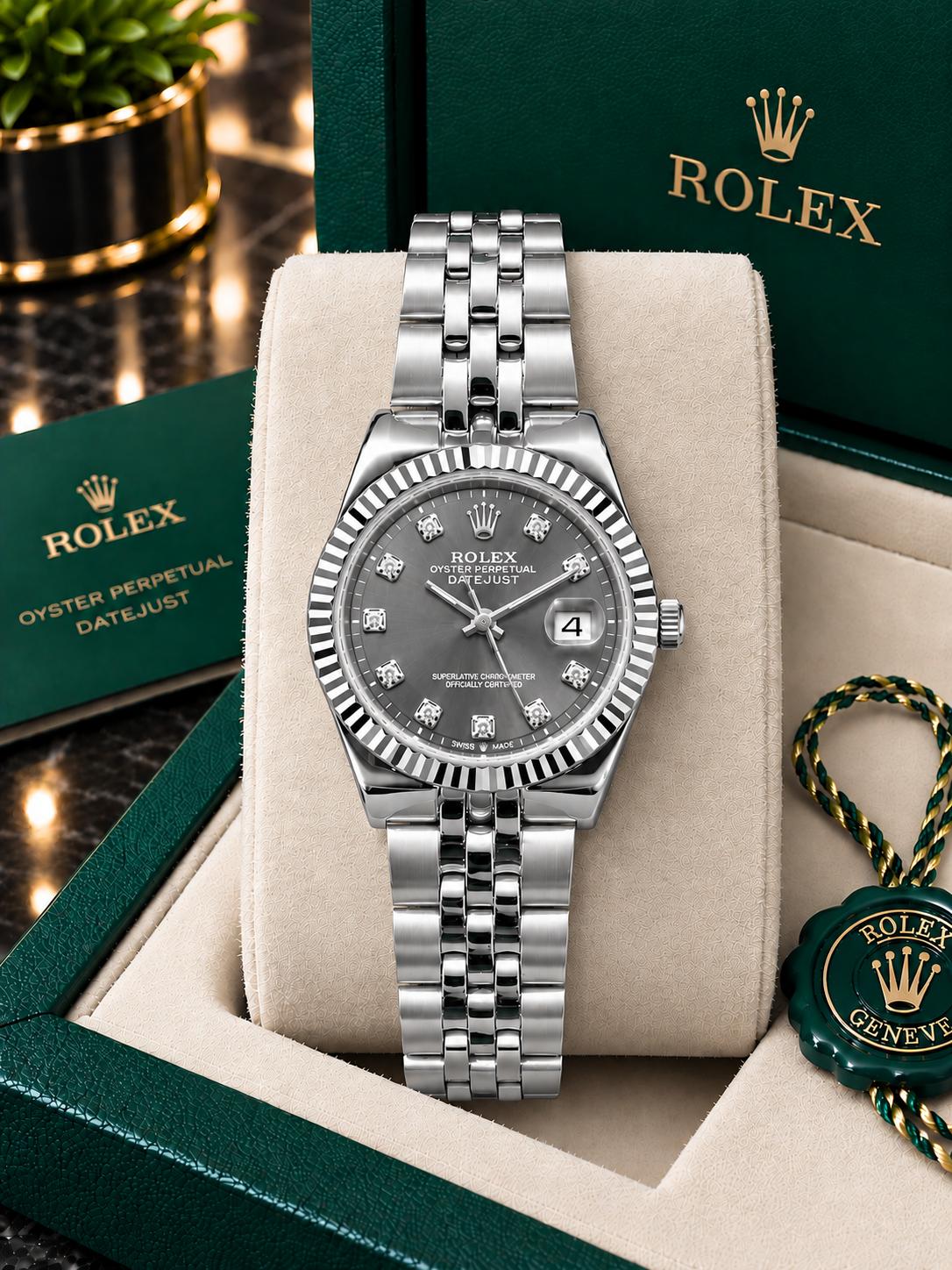 Rolex Datejust Watch – Silver & Grey Dial