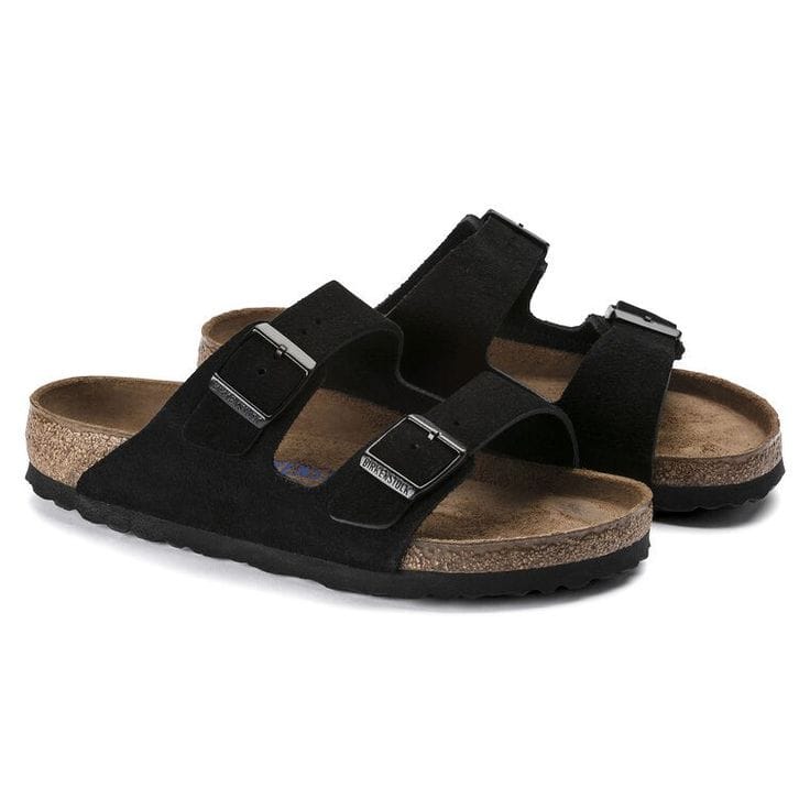 Classic Double Buckle Footbed Sandals – Black product view