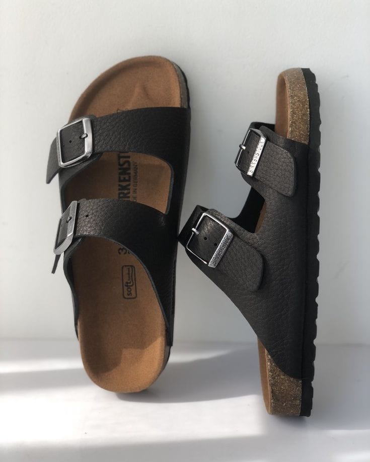 Classic Double Buckle Footbed Sandals – Charcoal product view