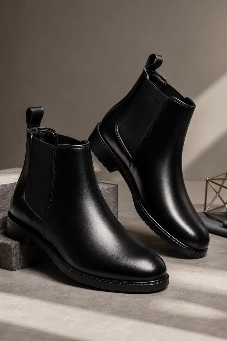 Classic Black Chelsea Ankle Boots – Black product view