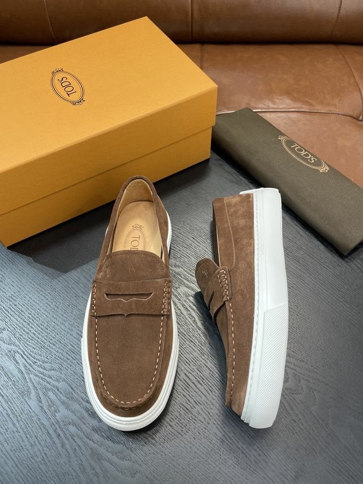 Relaxed Suede-Effect Slip-On Loafers – Sand Brown product view