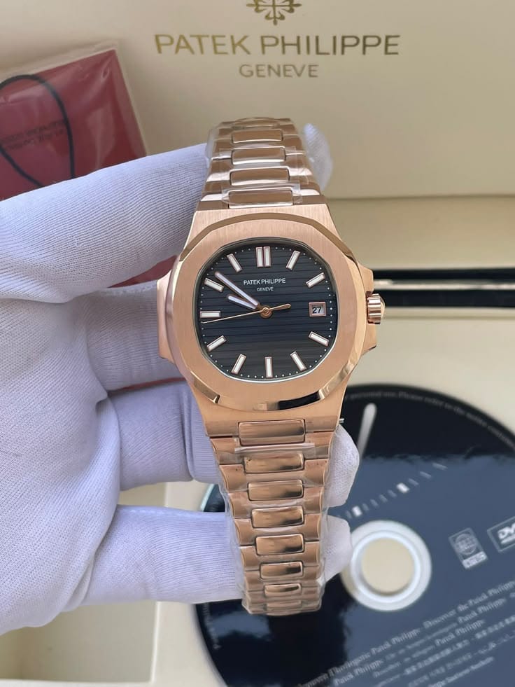 Octagonal Integrated Bracelet Dress Watch – Rose Gold Tone / Black Dial