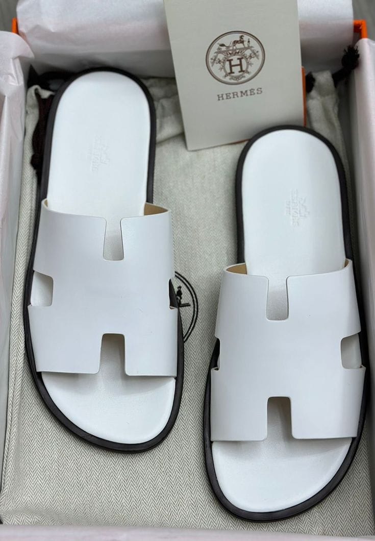 Signature H-Cut Slide Sandals – White product view