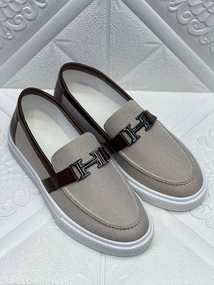 H-Buckle Casual Slip-On Loafers – Stone – Stone Beige product view