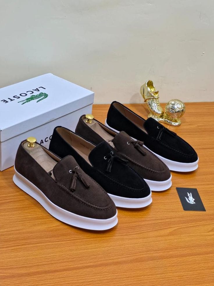 Suede-Effect Tassel Loafers – Brown & Black – Brown product view